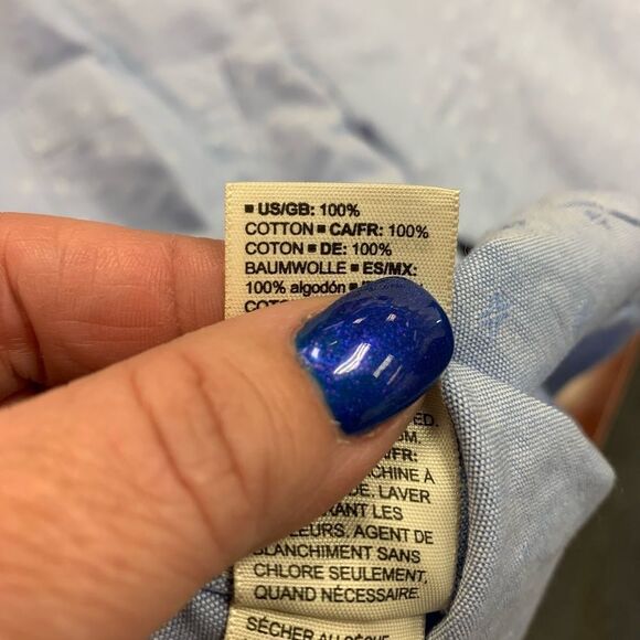 Goodthreads Blue Cotton Embroidered Button Down Shirt sz M EUC - Picture 5 of 5